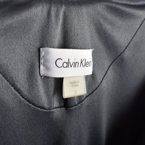 Calvin Klein Silver Sequin Cap Sleeve Backless Long Formal Dress 6 - Picture 10 of 10